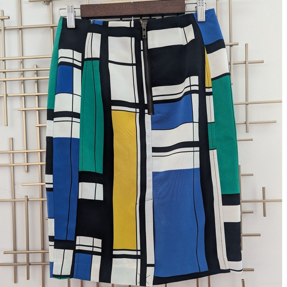 Worthington Green Blue Yellow Geometric Pencil Skirt - Picture 2 of 8